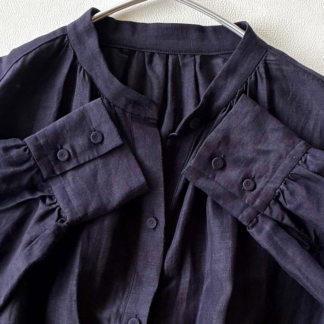 マルティニーク 定価3,5万 ゆったり上質リネン2WAYギャザーシャツワンピース