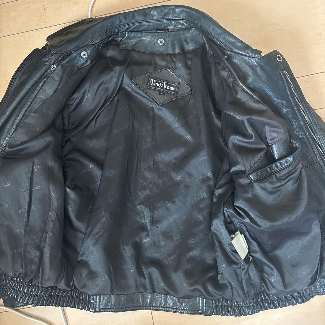 ブラックレザージャケット vintage　短丈　古着　牛革　モード