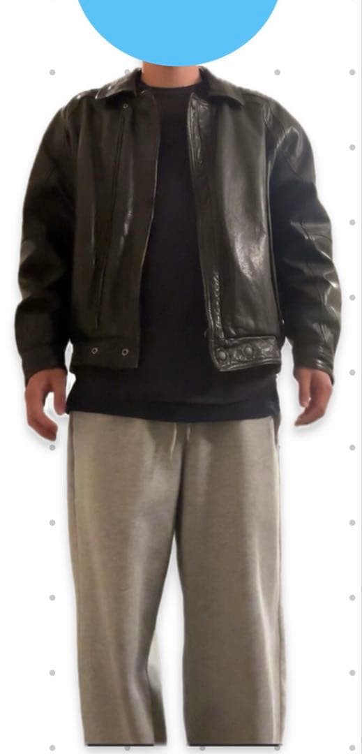 ブラックレザージャケット vintage　短丈　古着　牛革　モード