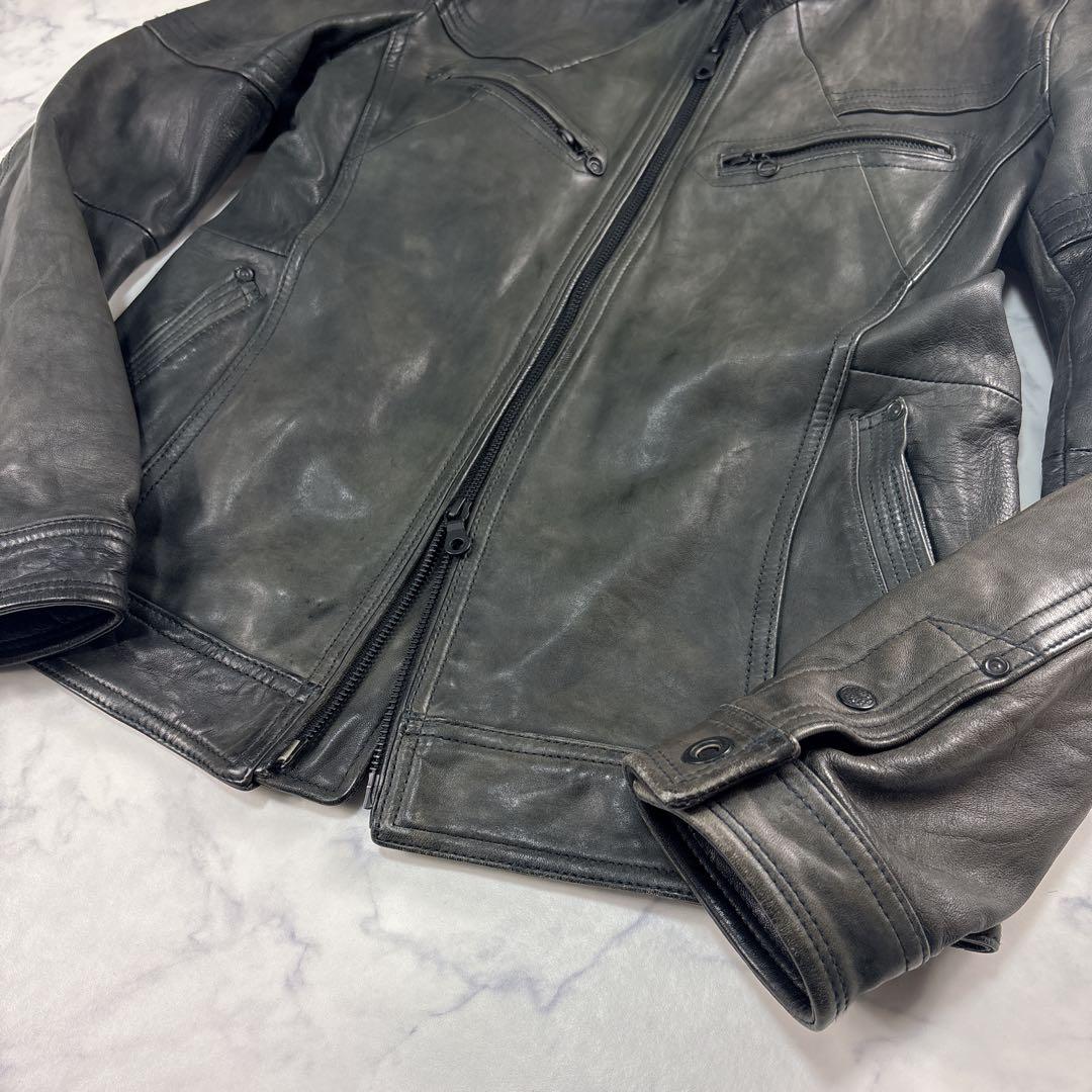 00s Nicole ラムレザー シングルライダース ダブルジップ