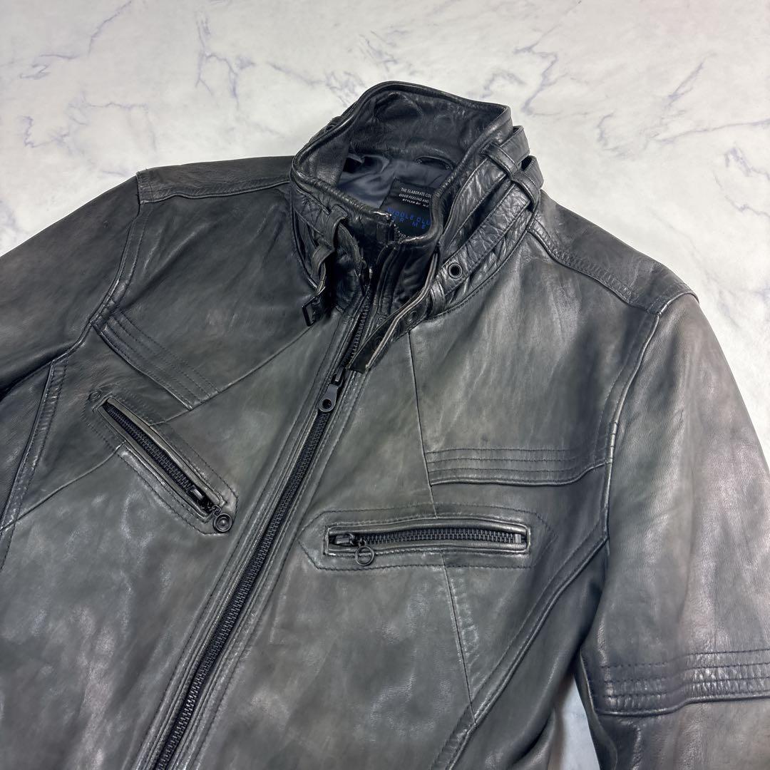 00s Nicole ラムレザー シングルライダース ダブルジップ