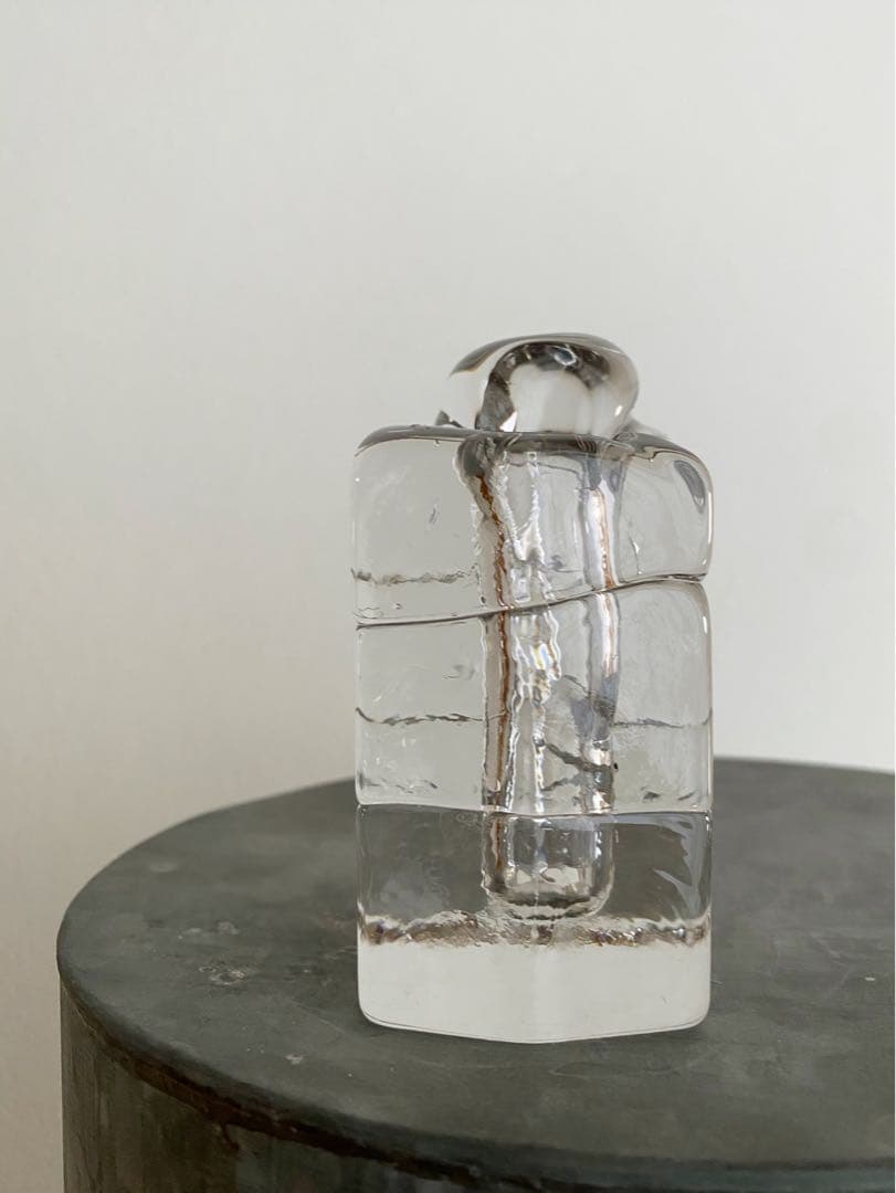 ドイツ アンティーク ビンテージ クリア 小瓶 花瓶 フラワーベース 四角 美品