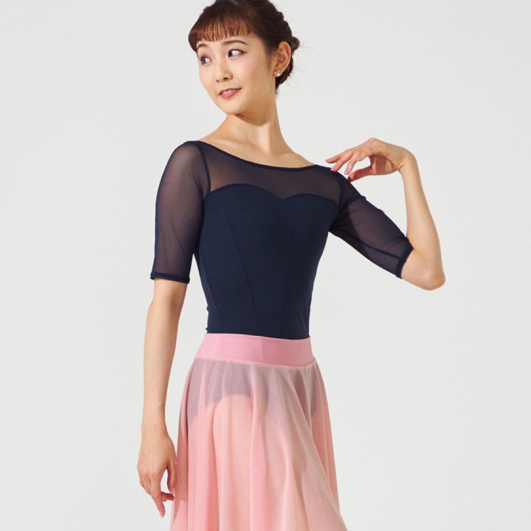 チャコット　5分袖レオタード ネイビー　Mサイズ　新品未使用タグ付