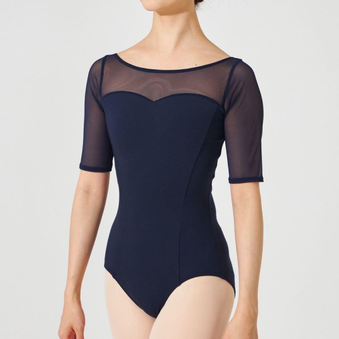 チャコット　5分袖レオタード ネイビー　Mサイズ　新品未使用タグ付