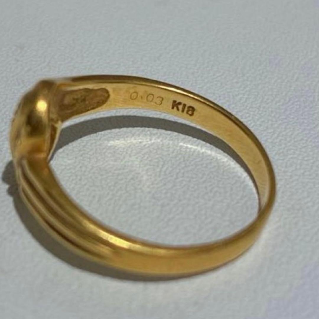 K18 18金 ゴールドリング ダイヤモンド 0.03ct 10号 指輪 美品