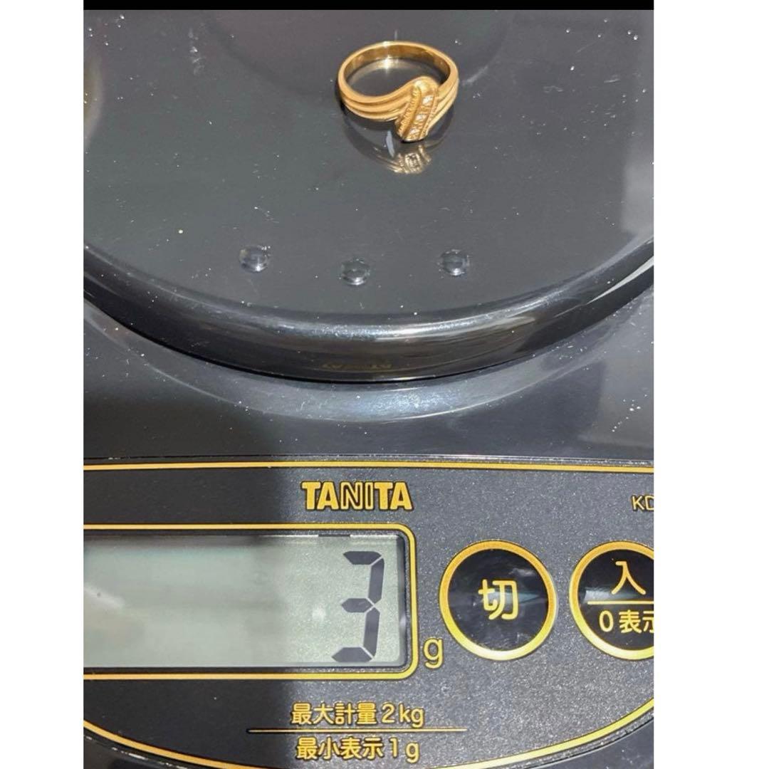 K18 18金 ゴールドリング ダイヤモンド 0.03ct 10号 指輪 美品