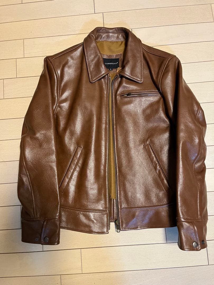 新品 ブラウン シングルライダースジャケット