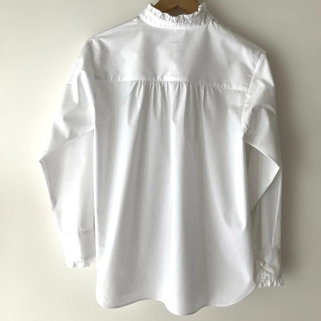 OHGA オーガ　スタンドフリルブラウス　シャツ　白