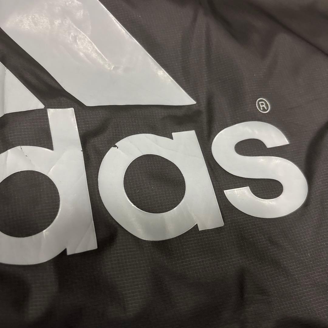 adidas メンズブラック ベンチコート L／スリーライン／フードあり／軽量