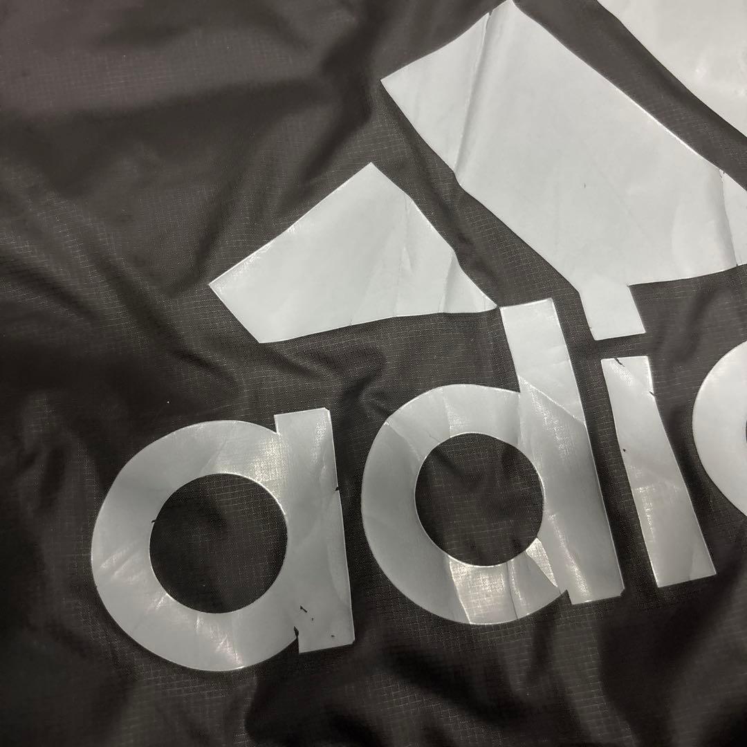 adidas メンズブラック ベンチコート L／スリーライン／フードあり／軽量