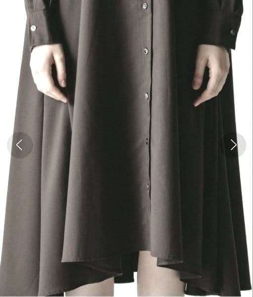 ミズイロインド スタンドカラー シャツワンピース ブラウン