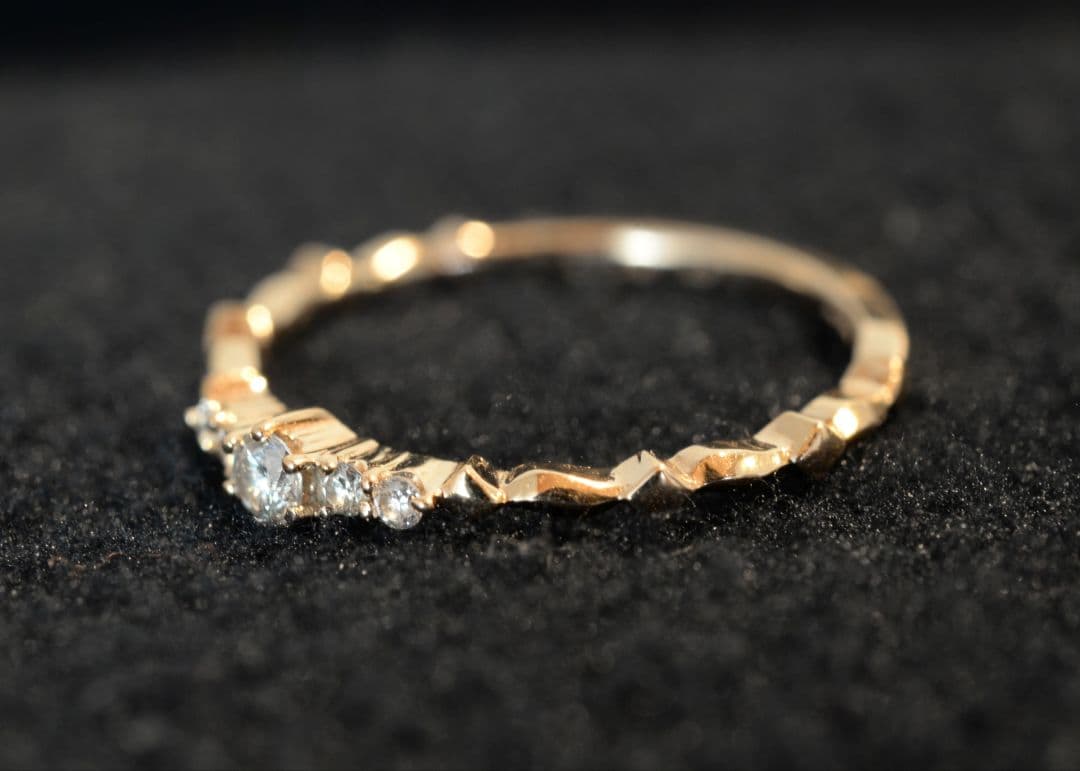 【agete】アガット　ダイヤリング【K18PG】