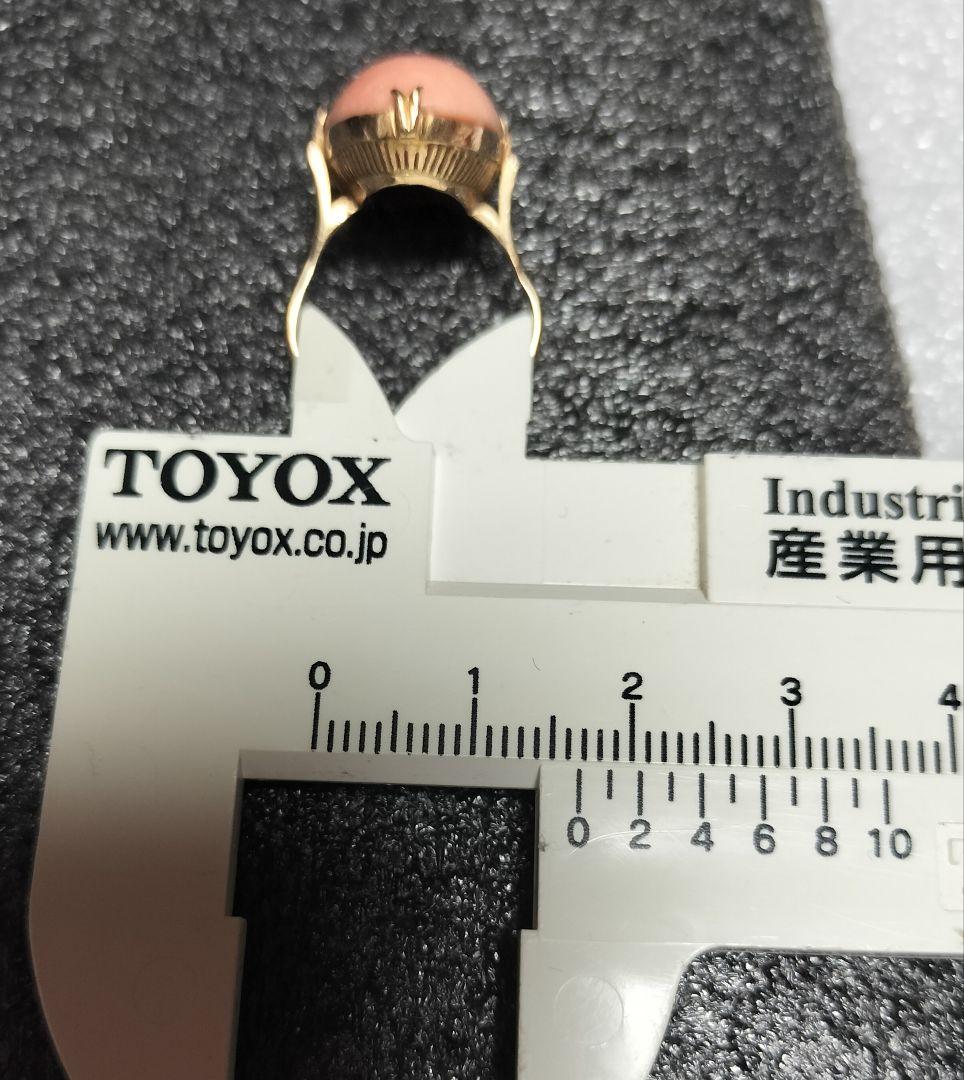 桃色珊瑚 昭和レトロ K18リング コーラルオーバルリング K18ゴールド製