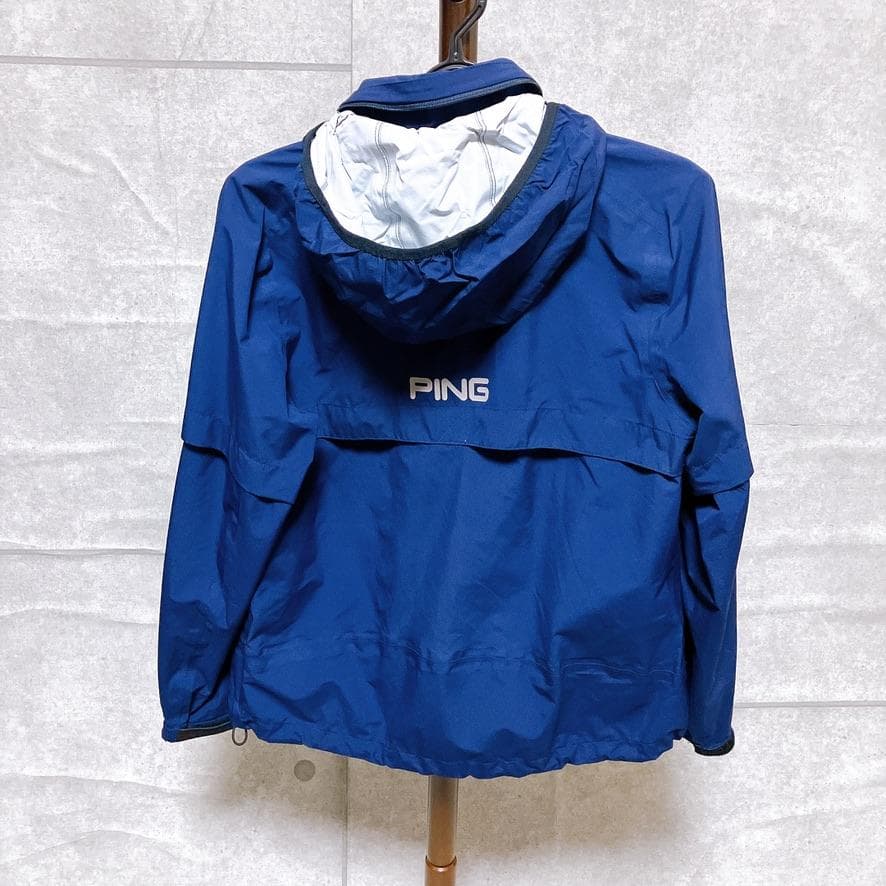PING レディース レインウェア ジャケット Sサイズ ネイビー フード 美品