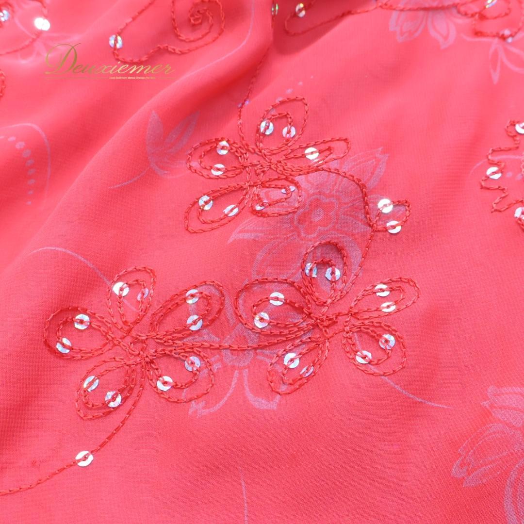 【ベリーダンス用衣装】レッド ジプシースカート ロング 赤 ゴールド 黒 ラメ