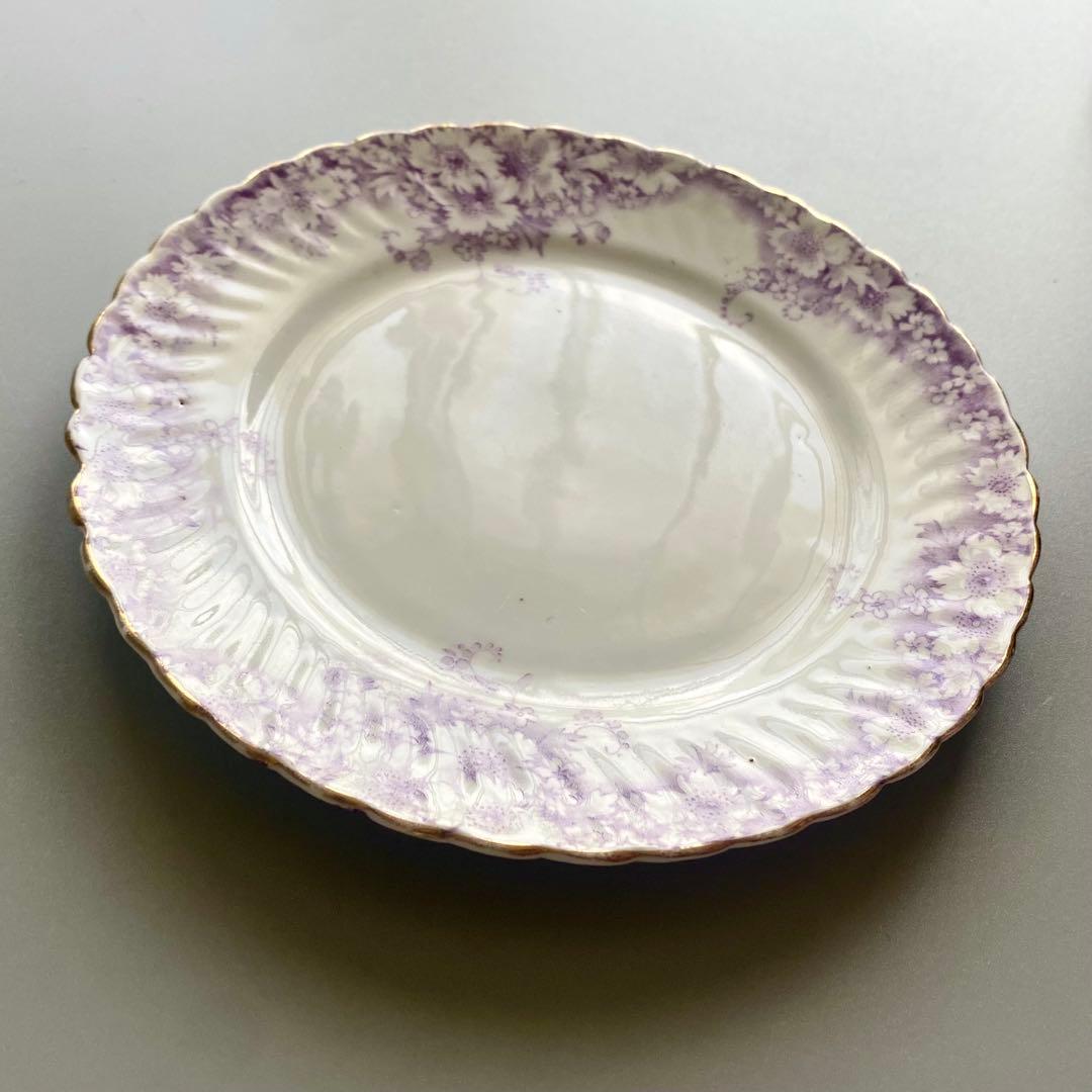 フランス製アンティーク　1880年代　パリ窯　De Roche　紫花装飾⚫︎稀少品