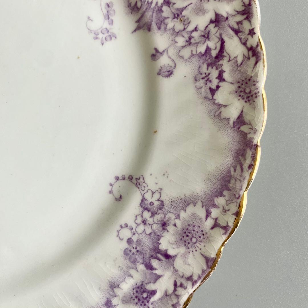 フランス製アンティーク　1880年代　パリ窯　De Roche　紫花装飾⚫︎稀少品