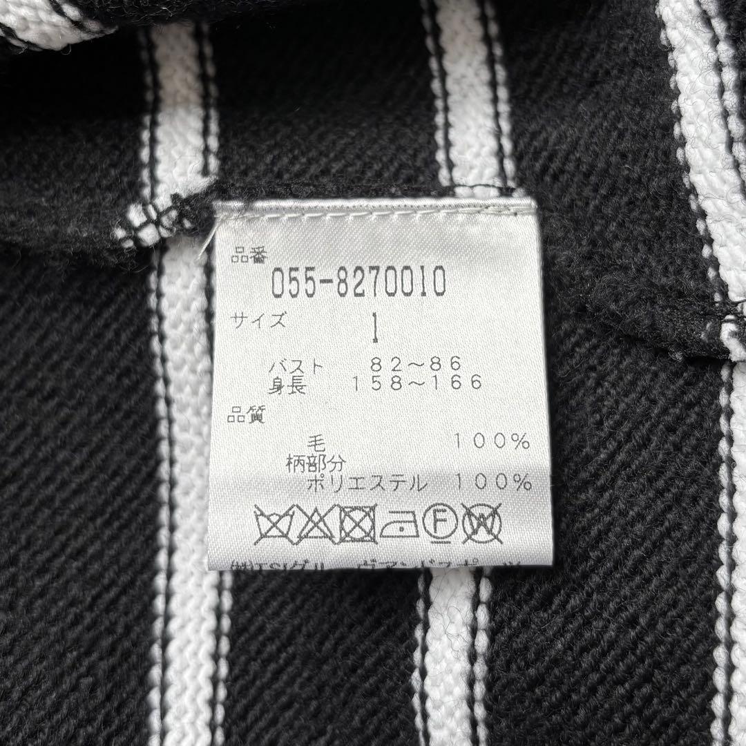 【美品】PEARLY GATES ウールニットセーター 千鳥孔子 ボーダー柄 1