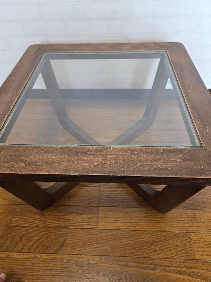 木製家具、ガラストップセンターテーブル、ローテーブル、