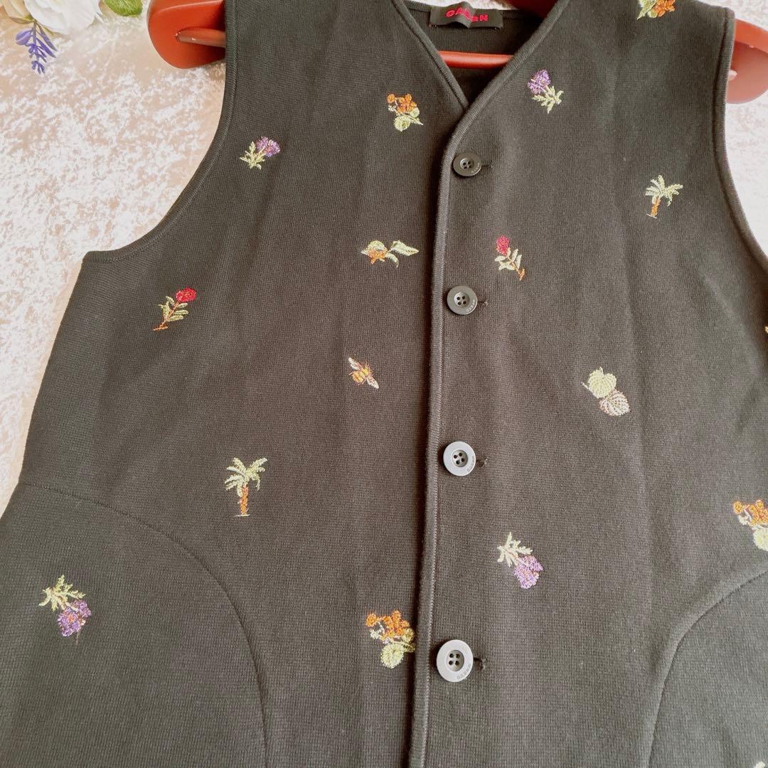 極美品♡CABaN キャバン　ボタニカル柄刺繍ベスト　男女兼用　コットンカシミヤ