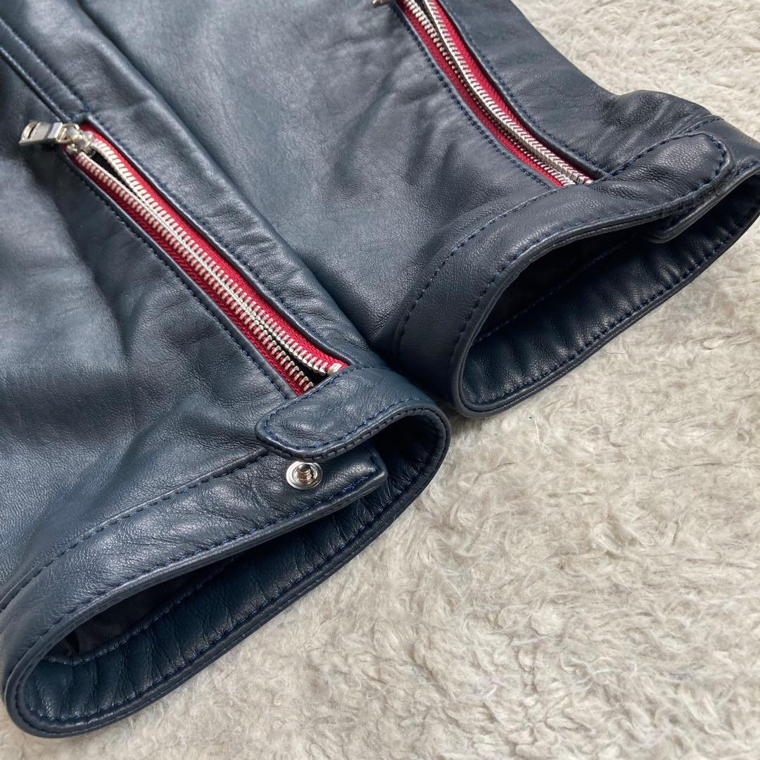 【極美品・近年モデル】ラブレス　シングルライダースジャケット　羊革　ダブルジップ