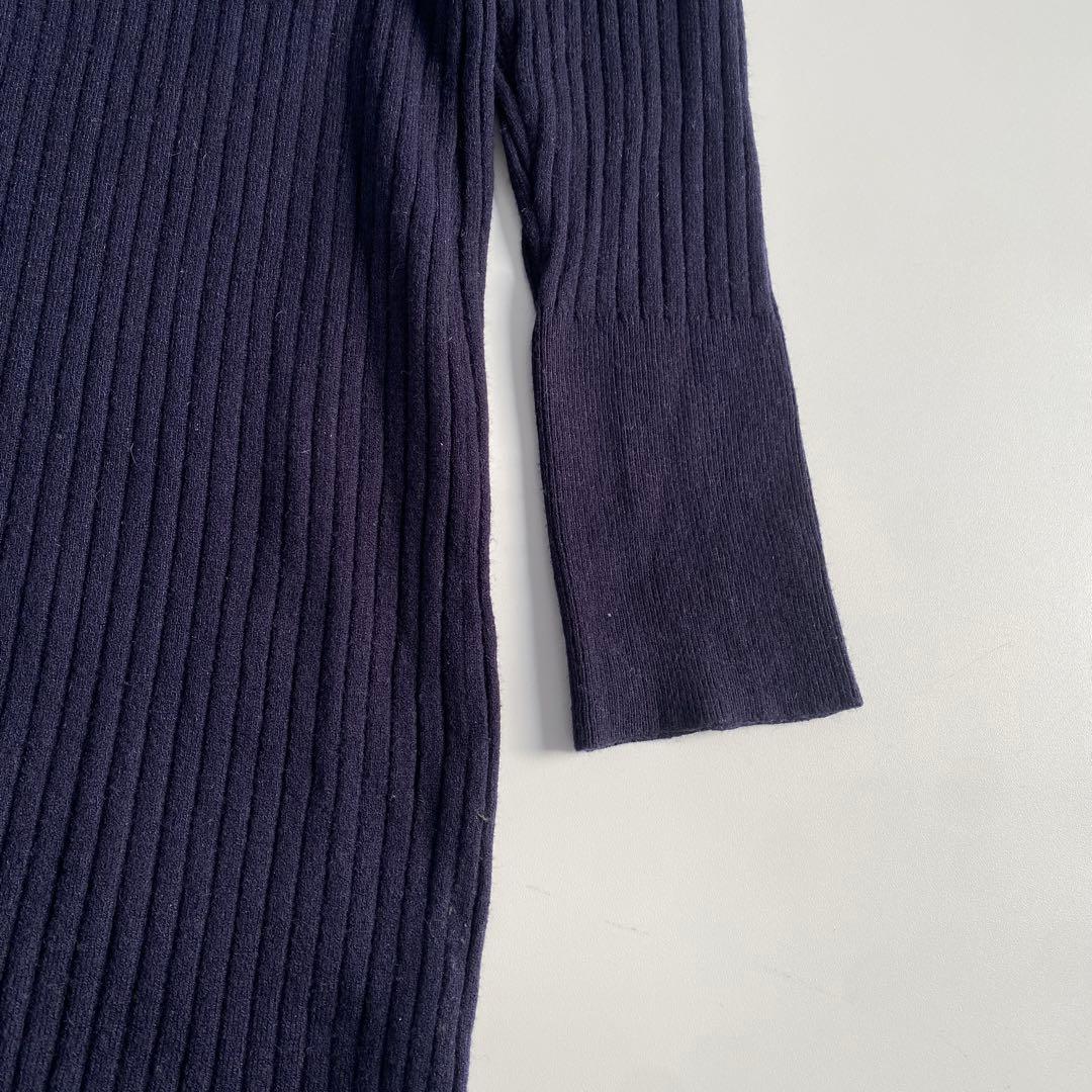 spick and span ヘンリーネックリブニットワンピース ネイビー 紺