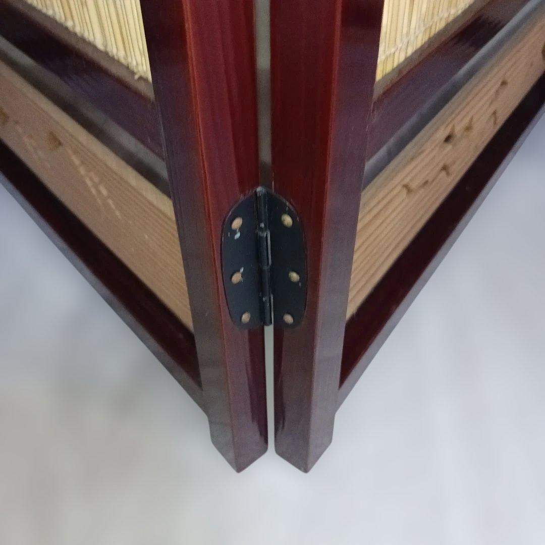 天然木 4連 衝立 すだれ屏風 透かし彫り 和モダン 間仕切り 昭和レトロ