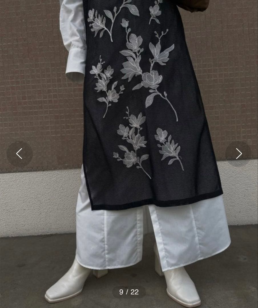 ワンピース Ameri ADALEE EMBROIDERY MESH DRESS