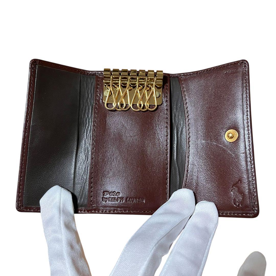 未使用✨ポロラルフローレン　6連キーケース　箱入り　チェック　レザー