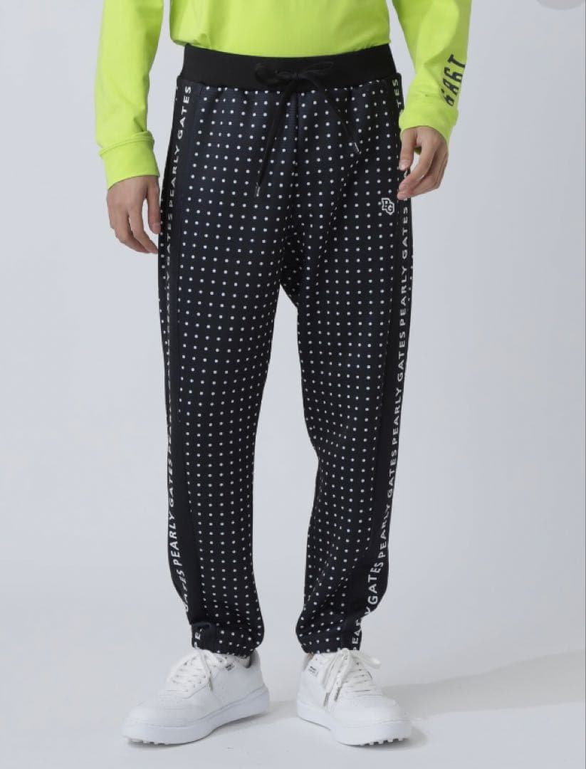 新品 パーリーゲイツ ダブルフェイスジョガーパンツ ミニドット柄(5)L/濃紺