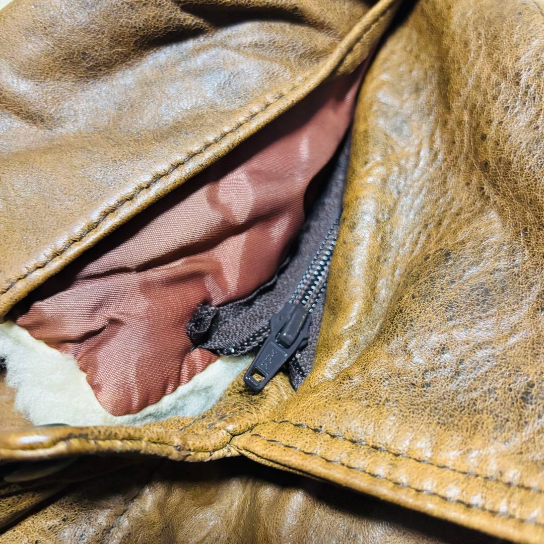 90s G-1 フライト ロードアンソニー レザー ジャケット 襟ボア 短丈 L