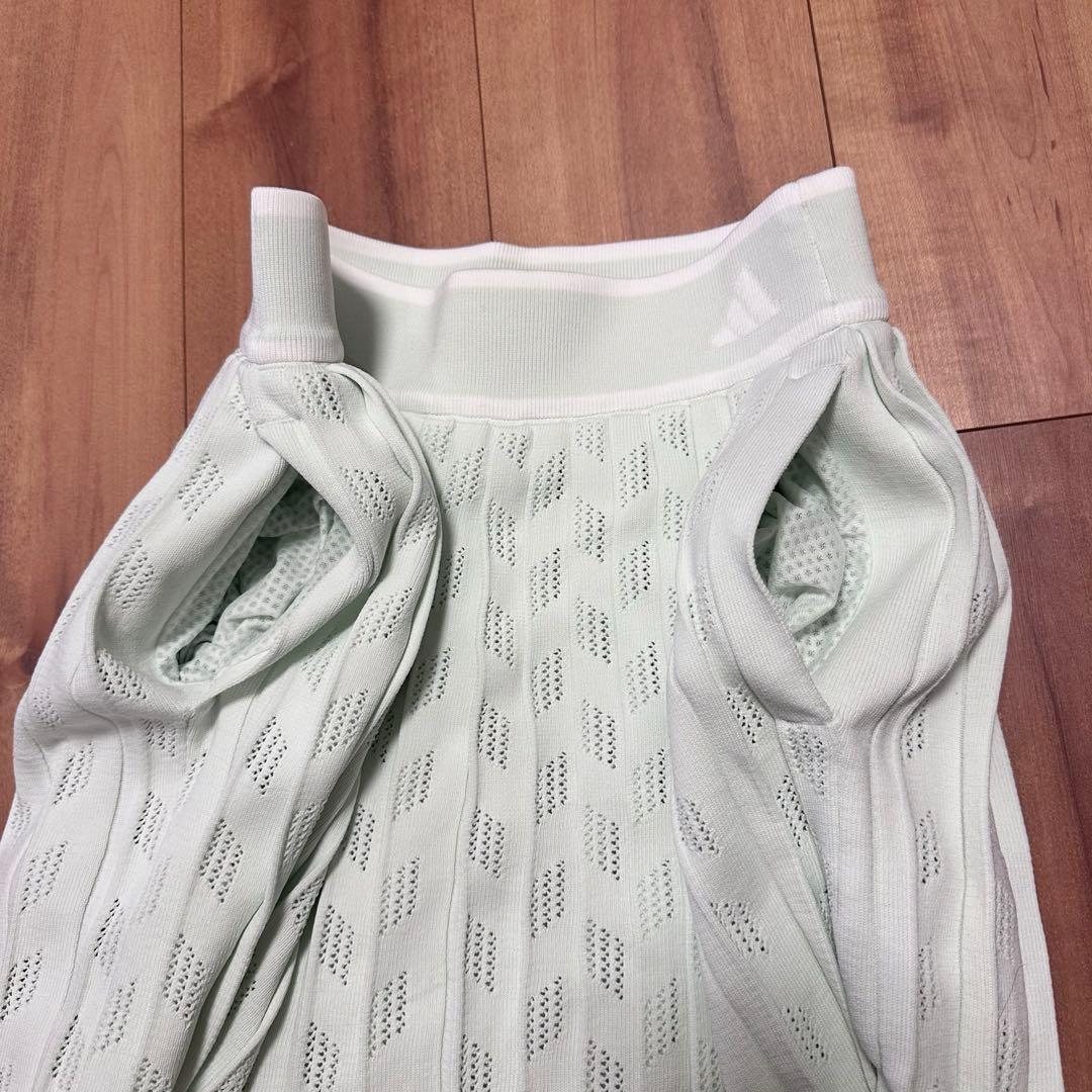 サマーニット　セットアップ　春夏　パフスリーブ　プリーツスカート　サイズL