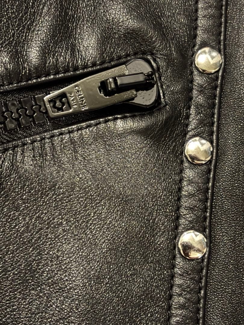 CELINE 2020AW エディ着 スタッズシングルレザージャケット 44