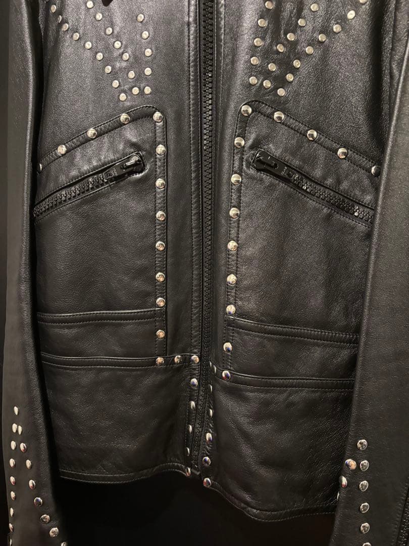 CELINE 2020AW エディ着 スタッズシングルレザージャケット 44