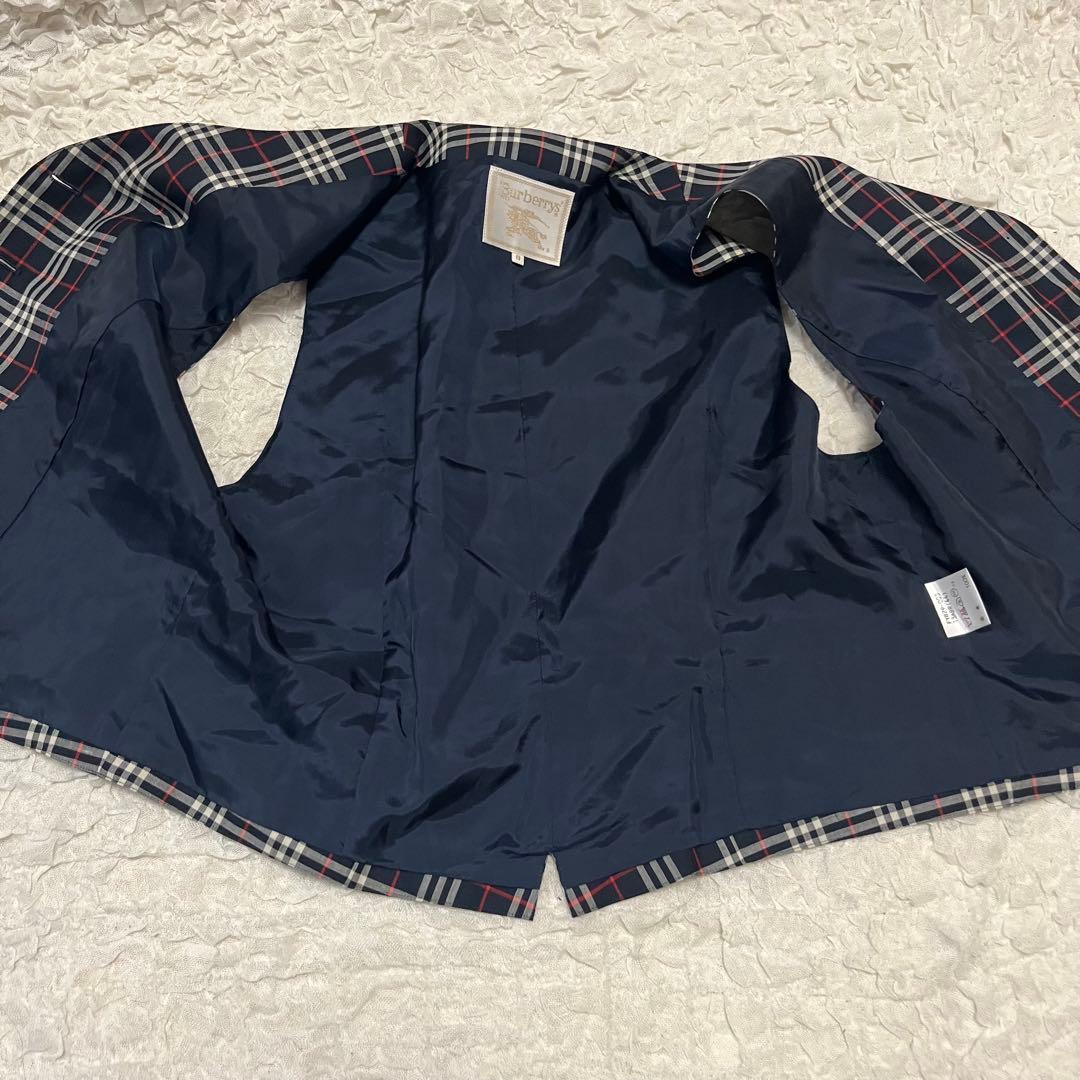 13サイズXL【Burberrys】ベスト ノバチェック 紺 金ボタン 毛ウール