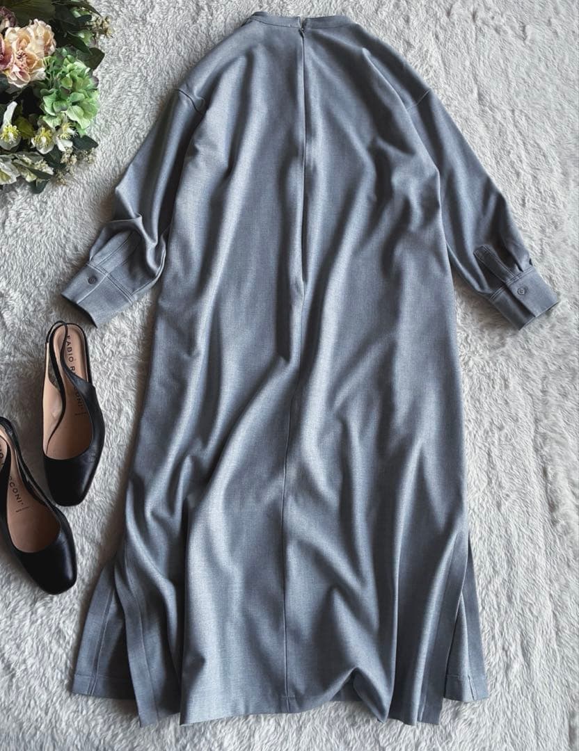 アンタイトル 新品同様上品グレー 春ロングワンピースゆったり体型カバー 日本製