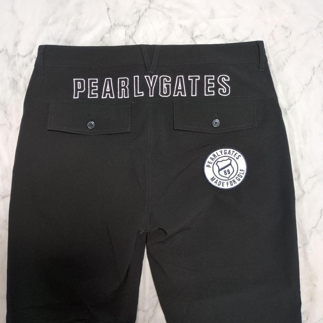 美品 パーリーゲイツ ゴルフ パンツ 黒 ブラック ロゴ PEARLY