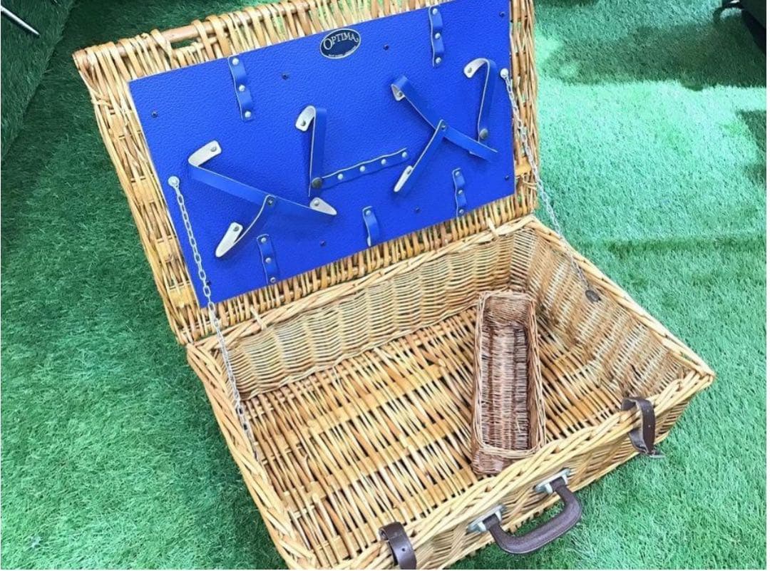 未開封 英国製 ピクニックバスケット OPTIMA ヴィンテージ 4人用