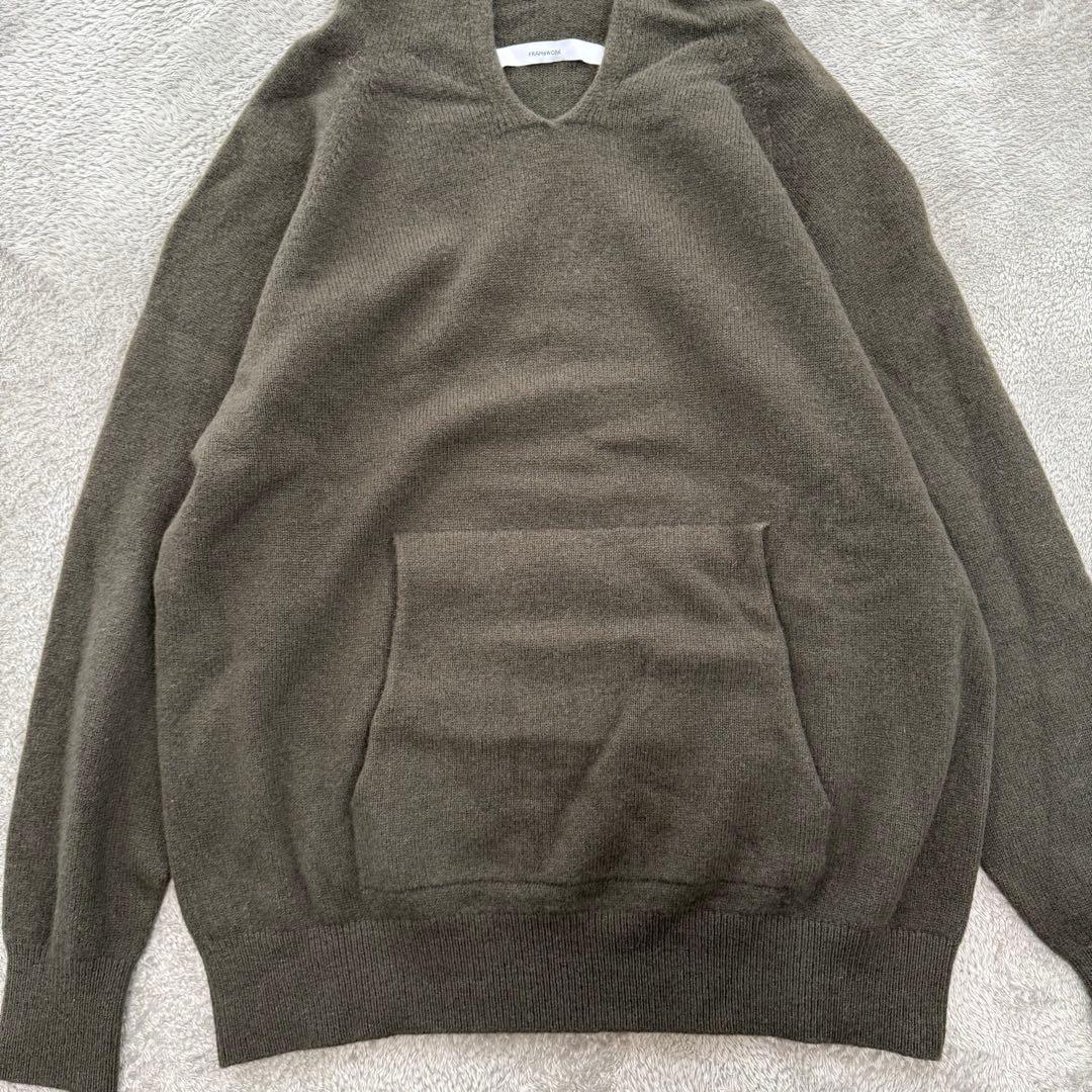 FRAMeWORK ウールカシミヤ フード パーカー ニット ダークグリーン