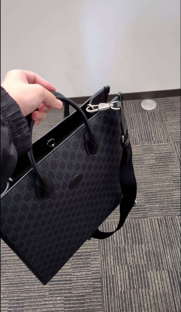 GUCCI ブラック インターロッキングG トートバッグ 2way