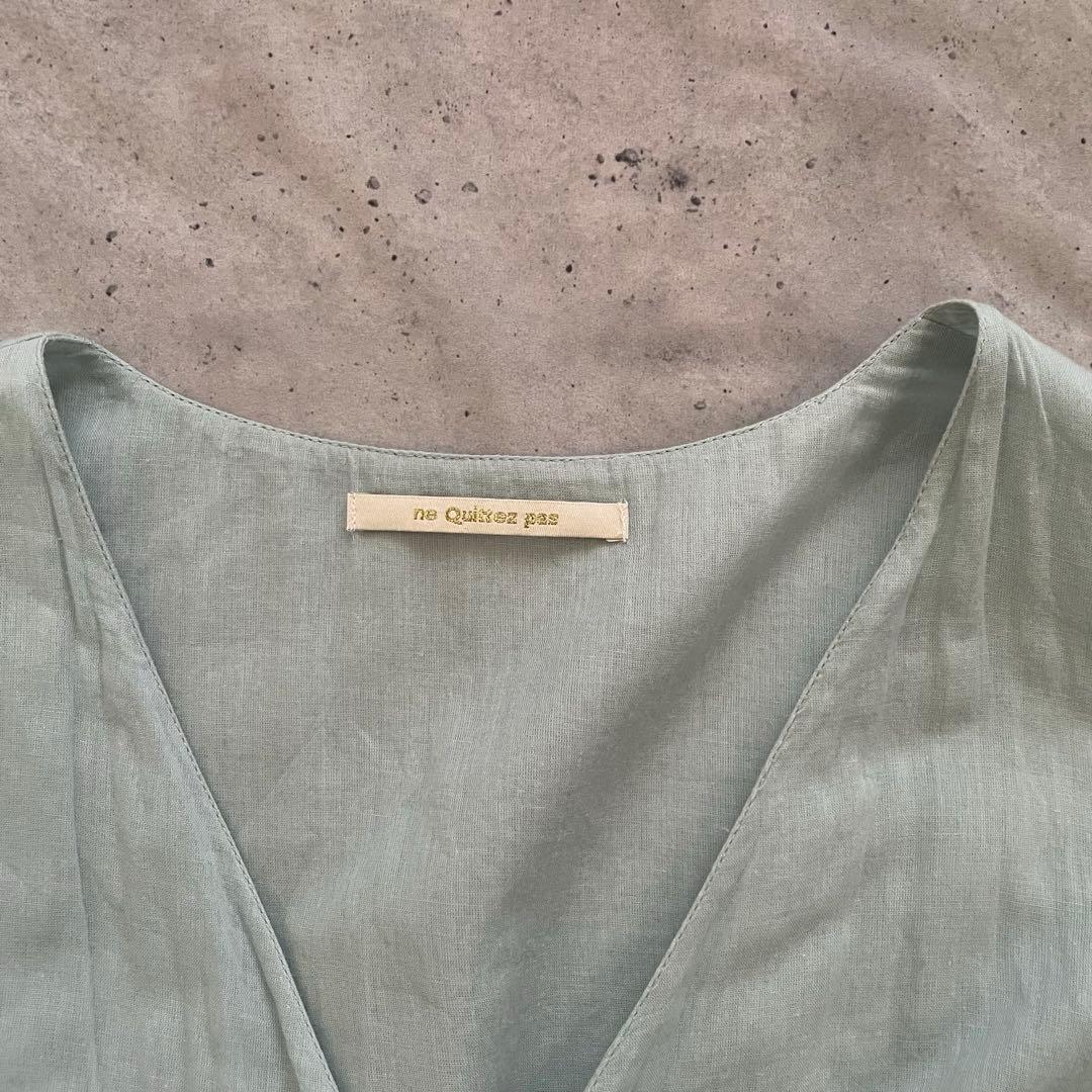 ヌキテパ コットンボイル カシュクール ギャザーロングワンピース ミントグリーン