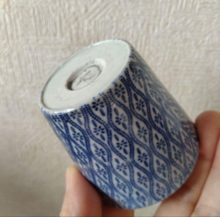 古伊万里染付印判小紋柄蕎麦猪口