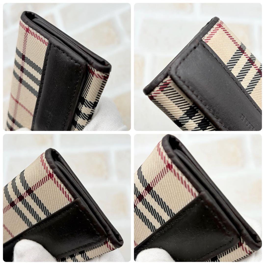 【美品】バーバリー ５連キーケース ノバチェック ダークブラウン ベージュ