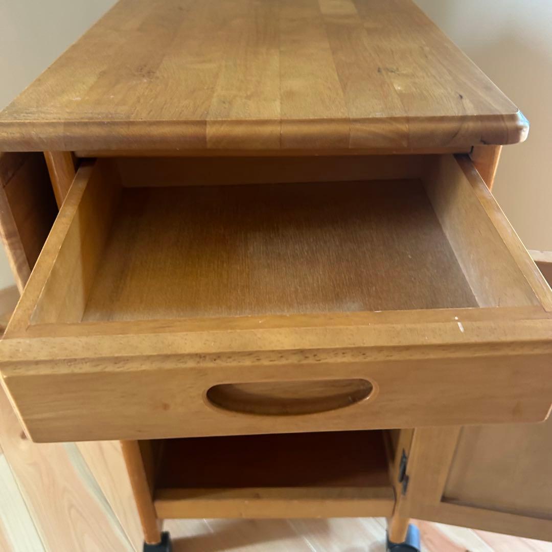 【送料込み】木目調 折りたたみ式　キッチンワゴン　アンティーク