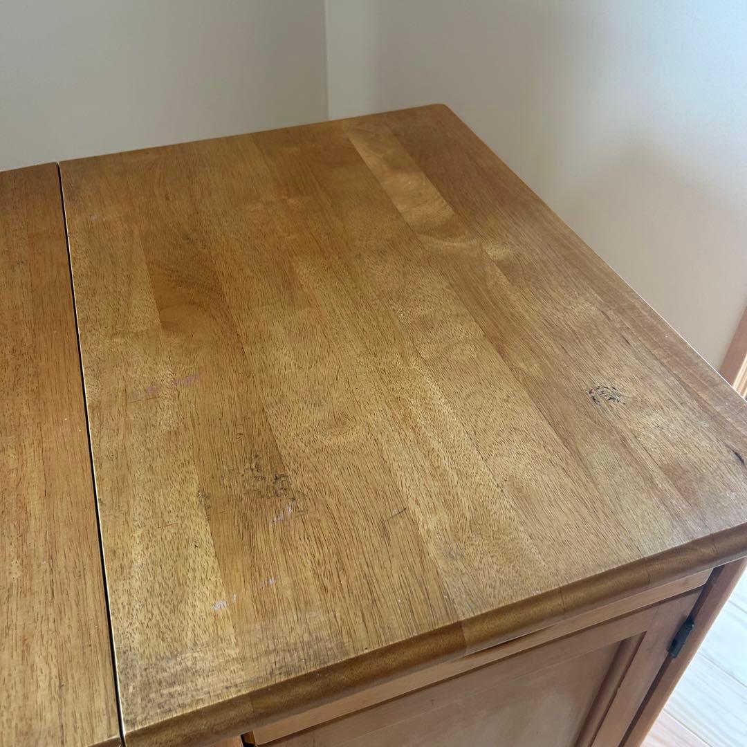 【送料込み】木目調 折りたたみ式　キッチンワゴン　アンティーク