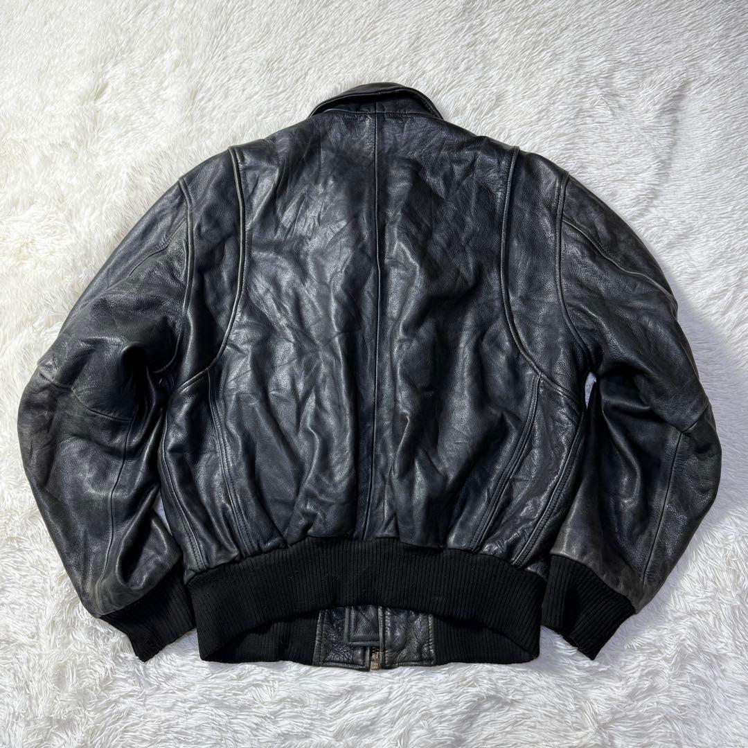 【90s】Vintage A-2 ブラックレザー フライトジャケット XL