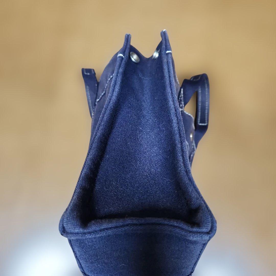 HERMES フールトゥキャンバスミニトートバッグ　ネイビー