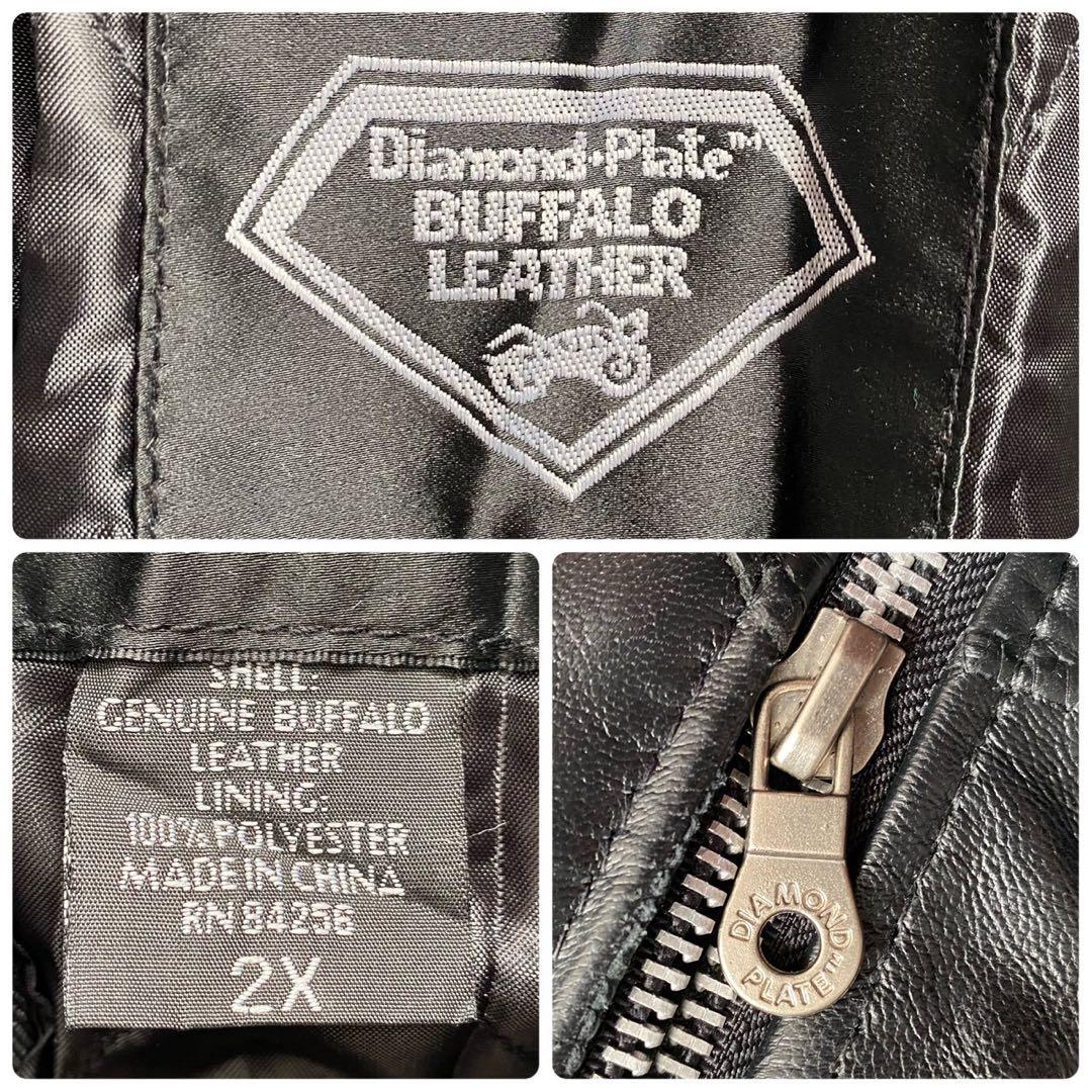 最上級水牛革●極美品●バッファローレザー ダブルライダースジャケット 本革 3L