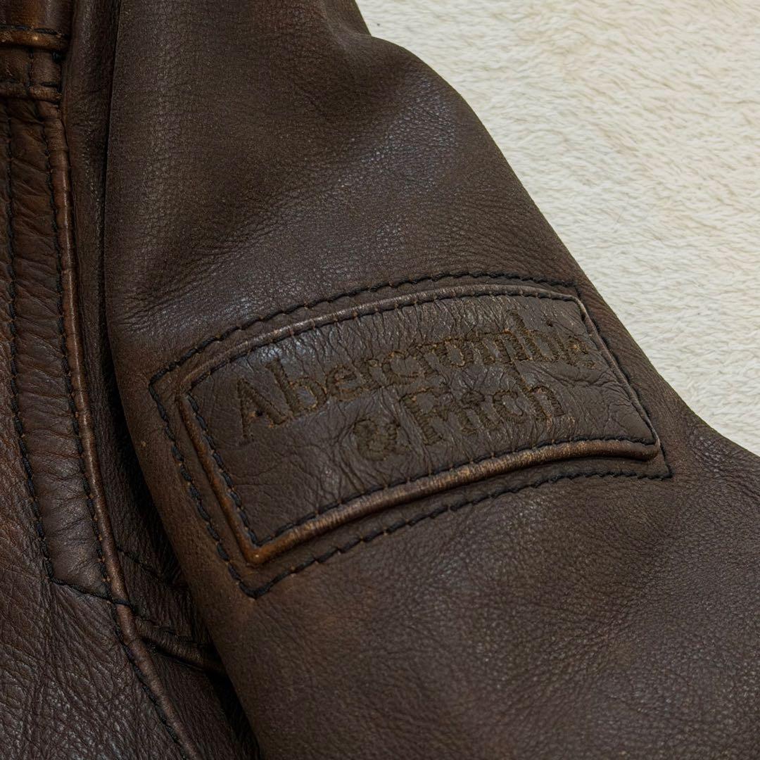 アバクロ　革ジャン　G-1　シアリングラム　チェック　IDEALジッパー　茶　M