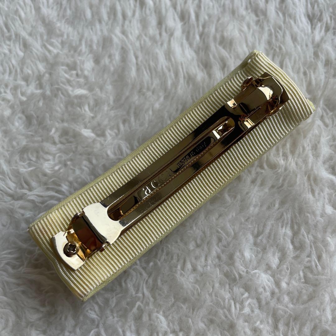 ACCA 希少★ イエロー パール バレッタ フラワー 黄色 花